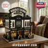 Building block set of a Whiskey Saloon with lighted interior, miniature figures, and signage labeled Heritage Whiskey Distillery.!