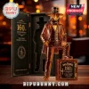 Jack Daniel's 160th anniversary amber glass bottle shaped like a man in a hat standing on a safe-style base.!