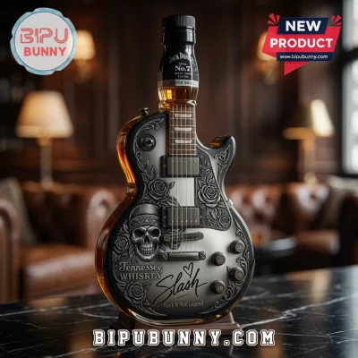 Jack Daniel’s Old No 7 Slash Silver Skull Guitar Glass Whiskey Decanter
