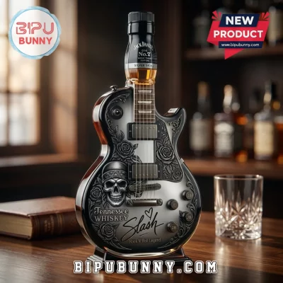 Jack Daniel’s Old No 7 Slash Silver Skull Guitar Glass Whiskey Decanter