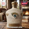 Jacksonville Jaguars 31st anniversary ceramic liquor bottle with gold crown stopper, stadium relief, and team logo.!