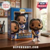 Jalen Brunson Funko Pop vinyl figure wearing a New York 11 jersey and holding a gold trophy with blue display box packaging.!