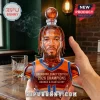Jalen Brunson bust glass whiskey decanter with basketball topper, orange and blue jersey text, and number 11 base.!
