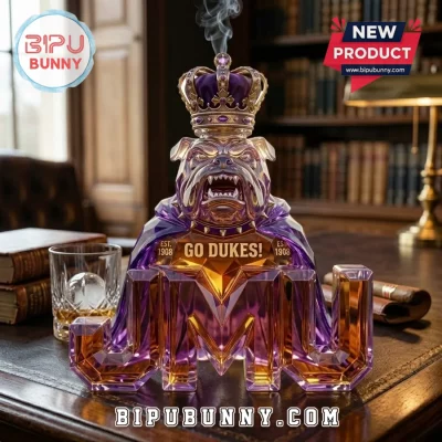 James Madison University Bulldog Purple Resin Whiskey Decanter