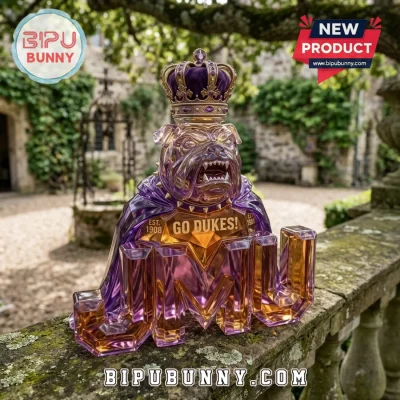 James Madison University Bulldog Purple Resin Whiskey Decanter