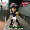 Javy Lopez Atlanta Braves catcher bobblehead wearing red and black gear, standing on a Coca-Cola branded wooden base.!