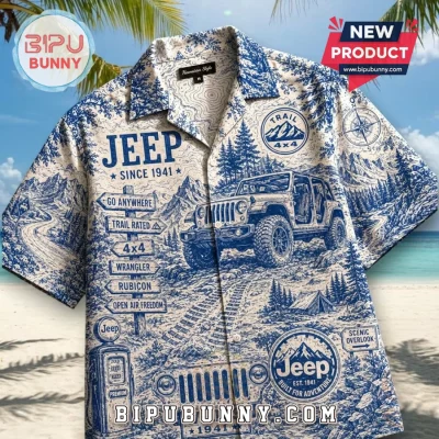 Jeep Toile de Jouy 2026 Blue Hawaiian Shirt