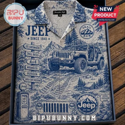 Jeep Toile de Jouy 2026 Blue Hawaiian Shirt