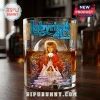Clear whiskey glass featuring Jim Henson Labyrinth 40th Anniversary concert artwork with Jareth and Sarah on wooden surface.!