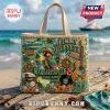 Canvas tote bag featuring Jimmy Buffett, Margaritaville, a parrot, guitar, and tropical motifs decorated with beadwork.!
