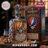 Jose Cuervo Grateful Dead tequila anejo bottle with embossed steel bears, skull logo, and matching wooden gift box.!