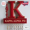 Kappa Alpha Psi wooden wall key holder with large red letter K, 1911 vertical text, and nine brass key hooks.!