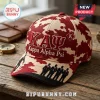 Kappa Alpha Psi baseball cap with red and tan camouflage print, Greek letters, and embroidered men in suits on brim.!