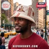 Cream bucket hat featuring Kappa Alpha Psi crest, Greek letters, and EST. 1911 text on a man in an urban street setting.!