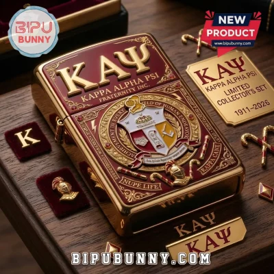 Kappa Alpha Psi Fraternity Gold and Crimson Metal Lighter Case