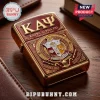 Kappa Alpha Psi gold and burgundy metal lighter with engraved Greek letters, fraternity crest, and cane imagery.!