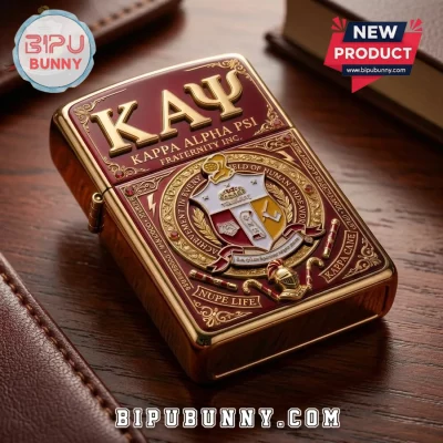 Kappa Alpha Psi Fraternity Gold and Crimson Metal Lighter Case