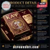 Kappa Alpha Psi fraternity collector lighter case featuring crimson finish, gold crest, 3D relief, and metallic accents.!