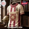 Kappa Alpha Psi cream and crimson jersey with embossed geometric patterns, fraternity crest, and crossed cane emblem.!