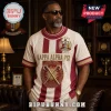 Kappa Alpha Psi fraternity short-sleeve shirt with crimson and cream patterns, cane emblem, and 1911 crest on fabric.!