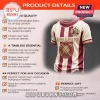 Kappa Alpha Psi short sleeve t-shirt in cream and crimson with fraternity crest and embossed-style Greek patterns.!