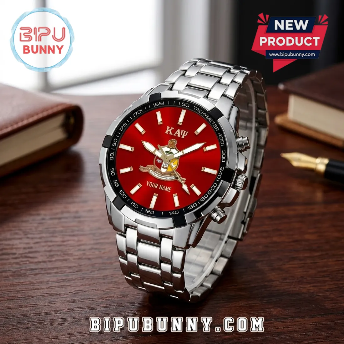 Kappa Alpha Psi Red Dial Stainless Steel Men Watch Kappa Alpha Psi Red Dial Stainless Steel Men Watch