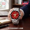 Kappa Alpha Psi silver stainless steel watch with red dial, Greek letters, fraternal crest, and custom text field.!