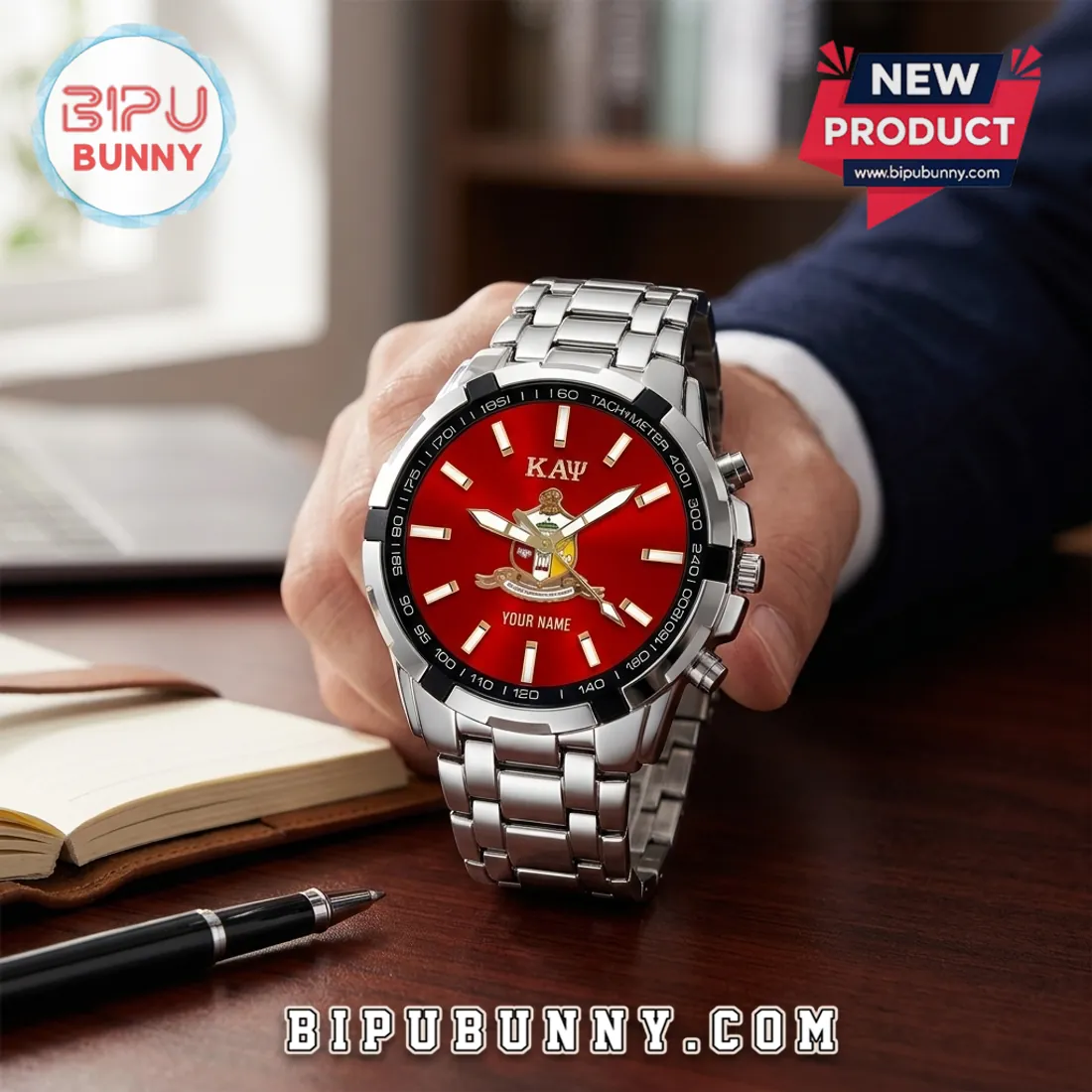 Kappa Alpha Psi Red Dial Stainless Steel Men Watch Kappa Alpha Psi Red Dial Stainless Steel Men Watch