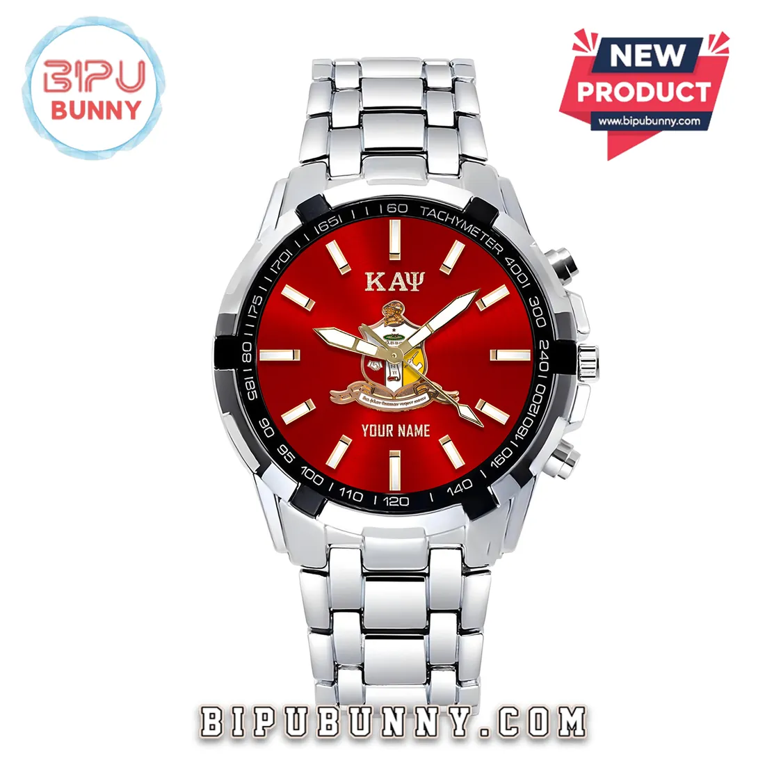 Kappa Alpha Psi Red Dial Stainless Steel Men Watch Kappa Alpha Psi Red Dial Stainless Steel Men Watch