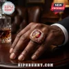 Kappa Alpha Psi fraternity ring in gold with red stone, diamond accents, and text reading Founded 1911 on finger.!