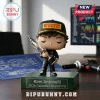 Kimi Antonelli vinyl collectible figurine in Mercedes racing gear holding a checkered flag trophy on a green base.!