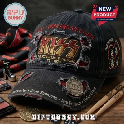 KISS Rock and Roll Over 2026 Distressed Baseball Cap