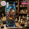 Kraken themed glass tumbler with octopus artwork, blue metallic finish, and 2026 Deep Sea Collection text on wooden table.!