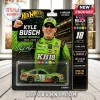 Kyle Busch legacy memorial 1985-2026 Hot Wheels die-cast race car in green M&Ms livery with blister pack packaging.!