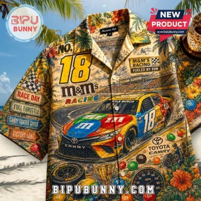 Kyle Busch M&amp;M's Racing No 18 Hawaiian Shirt