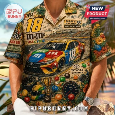 Kyle Busch M&M’s Racing No 18 Hawaiian Shirt