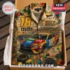 M&M's Racing themed button-up Hawaiian shirt featuring Kyle Busch's number 18 Toyota Camry in a tan tropical print box.!