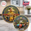 Kyle Busch commemorative gold-rimmed coin featuring NASCAR driver portrait, number 18 race car, and M&M branding.!