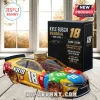 Kyle Busch M&M Toyota Camry glass whiskey bottle shaped like a race car next to a black commemorative box.!