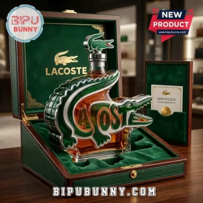 Lacoste Green Glass Crocodile Whiskey Decanter