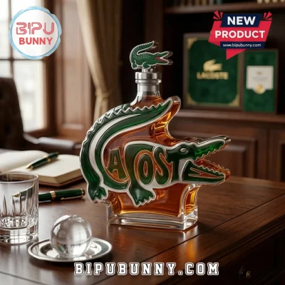 Lacoste Green Glass Crocodile Whiskey Decanter