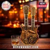 Led Zeppelin IV 53rd anniversary double-neck guitar whiskey decanter with relief carving and a matching glass tumbler.!