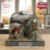 Brick-built diorama featuring a Zeppelin, hermit with firewood, and wizard with lantern, labeled Stairway to Heaven 1971-2026.!