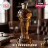 Amber glass liquor bottle shaped like a soccer ball with Liga BBVA Mexican Football 83rd anniversary text engraving.!