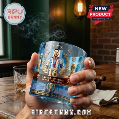 Lionel Messi 16 World Cup Crystal Whiskey Glass