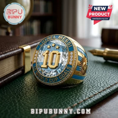 Lionel Messi 16 World Cup Goals Gold Plated Engraved Ring