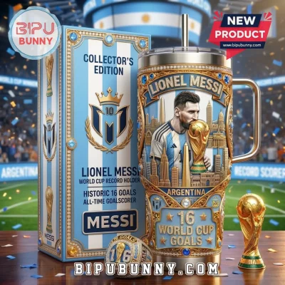 Lionel Messi Argentina Hat Trick Algeria 16 Goals Record Holder Handle Tumbler