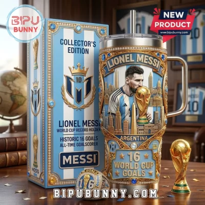 Lionel Messi Argentina Hat Trick Algeria 16 Goals Record Holder Handle Tumbler