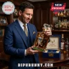 Lionel Messi holding a square glass whiskey bottle featuring his image, number 10, and Hat Trick text in a velvet box.!
