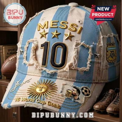 Lionel Messi Argentina World Cup Hat Trick Algeria Distressed Baseball Cap